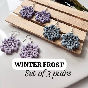•Purple Winter Frost Clay Earring • (Set Of 3)
